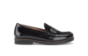 Mocassins noirs en cuirs combinés