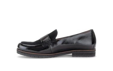 Mocassins noirs en cuirs combinés