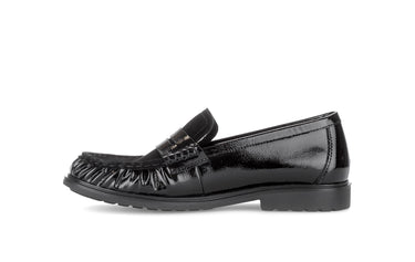 Mocassins noirs en cuirs combinés