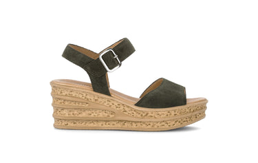 Sandales kaki en cuir nubuck