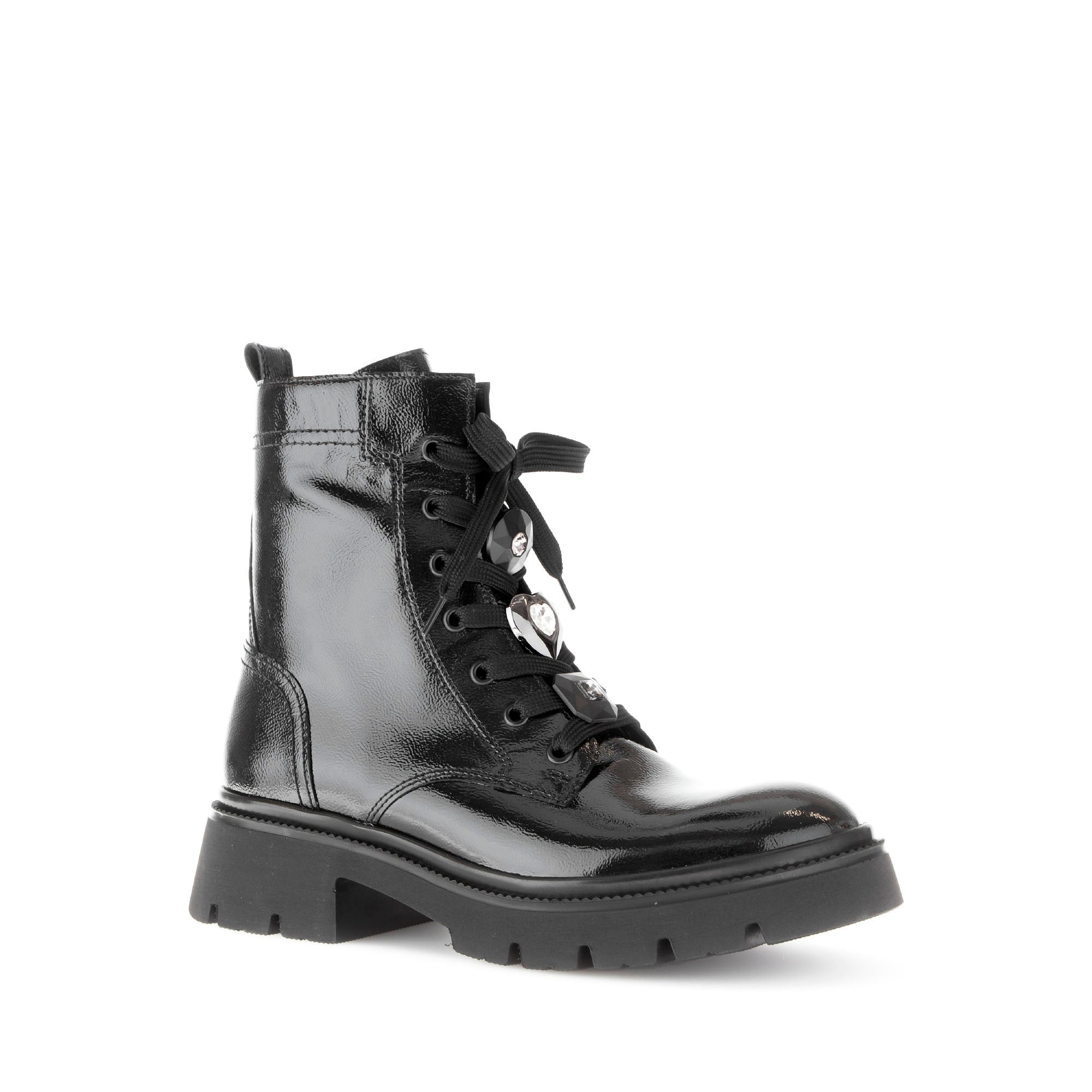 Cuir Bottine Lacet Vernis Noir Bottines Vernies Bottine Chic Femme