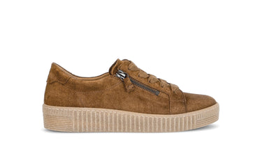 Baskets beiges en cuir velours