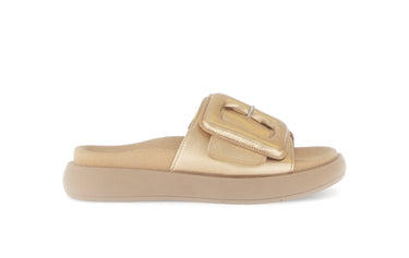 Mules dorées en cuir métallisé