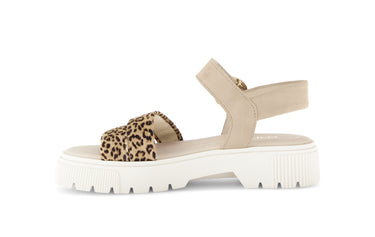 Sandales beiges en cuirs combinés