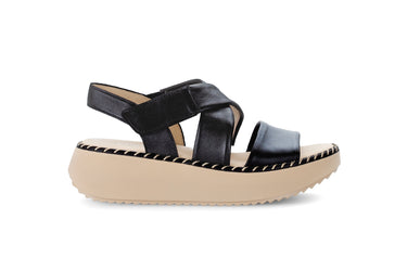 Sandales noires en cuir lisse