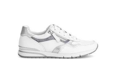 Baskets blanc/argent en cuir