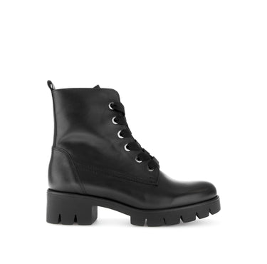 Bottines à lacets noires en cuir lisse