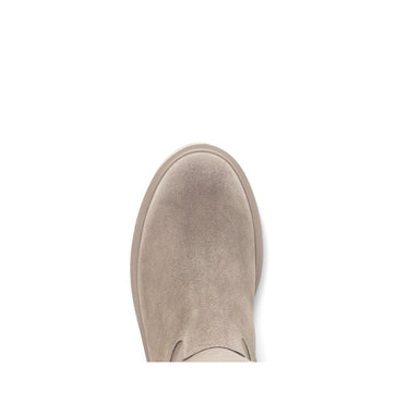 Bottes beiges en cuir velours