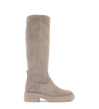 Bottes beiges en cuir velours