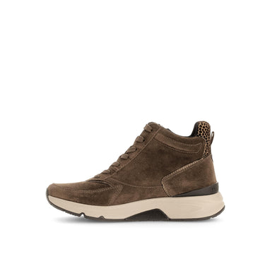 Baskets montantes cognac en cuirs combinés