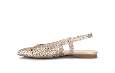 Escarpins brides arrière dorées en cuir tressé