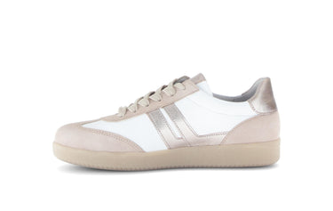 Baskets rose poudré en cuir et nubuck