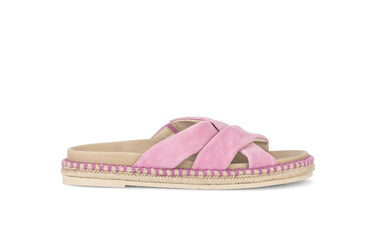 Mules roses en cuir