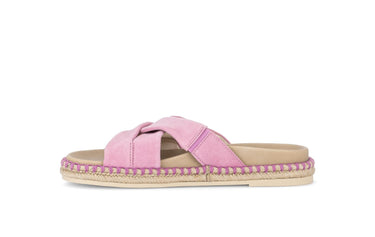 Mules roses en cuir
