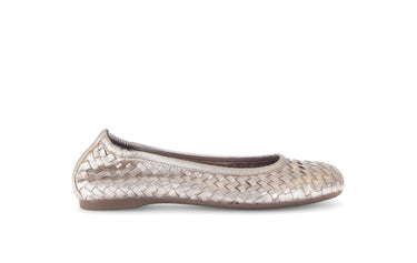 Ballerines dorées en cuir tressé