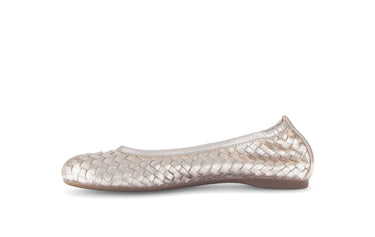 Ballerines dorées en cuir tressé
